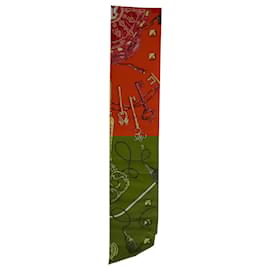 Hermès-Hermes Maxi Twilly Cut Scarf in Orange Silk-Orange