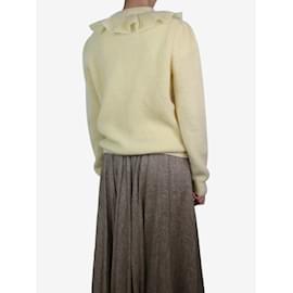 Miu Miu-Pull en mohair mélangé à col volant jaune - taille UK 14-Jaune