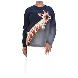 Valentino Marineblauer Pullover mit Giraffengrafik – Größe L Blau