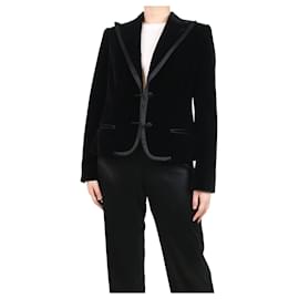 Dolce & Gabbana-Black padded shoulder velvet blazer - size UK 14-Black