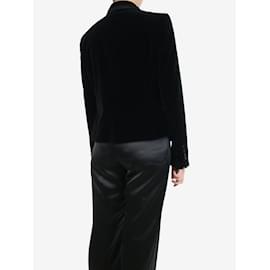 Dolce & Gabbana-Blazer preto de veludo com ombros acolchoados - tamanho UK 14-Preto