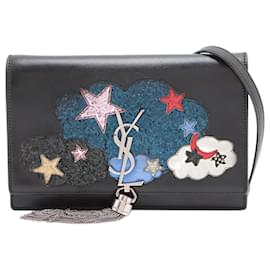 Saint Laurent-Bolsa Kate pequena decorada com lua negra e estrela-Preto