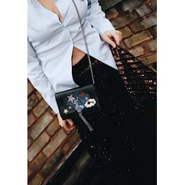 Saint Laurent-Bolsa Kate pequena decorada com lua negra e estrela-Preto