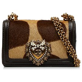 Dolce & Gabbana Dolce&Gabbana Mini pelo de potro marrón con estampado de jirafa Devotion Castaño
