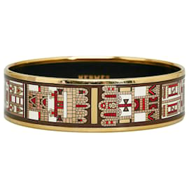 Hermès-Bracelet large en émail Hermes Gold-Doré