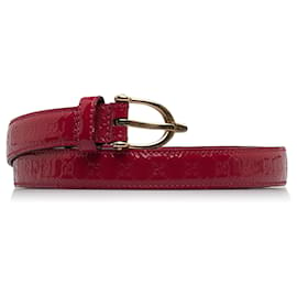 Gucci-Gucci Roter Guccissima-Gürtel aus Lackleder-Pink,Rot