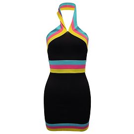 Minivestido ajustado con cuello halter y arcoíris de viscosa multicolor de Balmain Multicolor