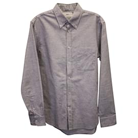 Autre Marque-Mr P. Button-Down Striped Shirt in Grey Cotton-Grey