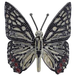 Valentino Garavani-Manchette papillon ornée de cristaux Valentino en métal argenté-Argenté