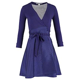 Diane Von Furstenberg-Diane Von Furstenberg Print Wrap Dress in Purple Cotton-Purple