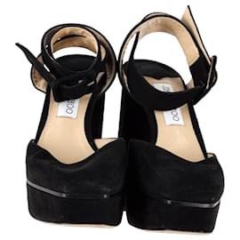 Jimmy Choo-Jimmy Choo Jinn 125 Platform Sandals in Black Suede-Black