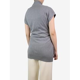 Brunello Cucinelli-Grey sleeveless cashmere cardigan - size L-Grey