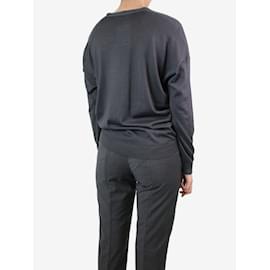 Brunello Cucinelli-Grey bejewelled sweater - size UK 10-Grey