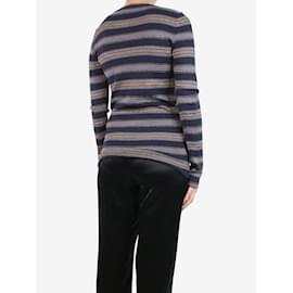 Brunello Cucinelli-Dark blue lurex striped sweater - size M-Blue