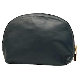 Gianfranco Ferré-Ferre Blue Leather Zipper Opening Clutch Bag Handbag-Blue