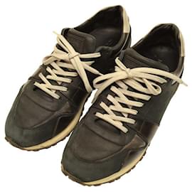 Louis Vuitton-Louis Vuitton Men's Black Gray Damier Sneakers Trainers Lace Up Shoes size 8-Black
