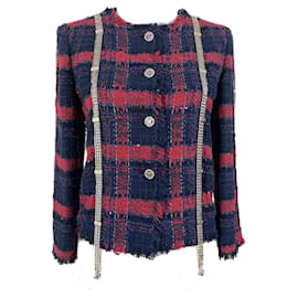 Chanel-Schwer zu findende Tweed-Jacke mit Logo-Kettenbesatz-Mehrfarben