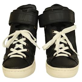 Pierre Hardy-Pierre Hardy schwarze Leder-Stiefeletten im Sneaker-Look, weißer Absatz, Schuhgröße 39-Schwarz,Weiß