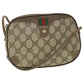 Gucci-GUCCI GG Supreme Web Sherry Line Shoulder Bag Beige Red 156 02 066 Auth yk8787-Red,Beige