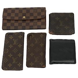 Louis Vuitton-LOUIS VUITTON Monogram Epi Damier Ebene Wallet 5Set Black LV Auth bs8683-Black,Monogram