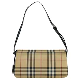 Burberry-BURBERRY Nova Check Sac à bandoulière en cuir PVC Beige Auth 55410-Beige