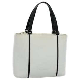 Burberry-BURBERRY Tote Bag Leather White Auth bs8692-White