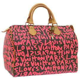 Louis Vuitton-LOUIS VUITTON Monogram Graffiti Speedy 30 Bolsa de mão rosa M93704 Autenticação de LV 56156NO-Rosa,Monograma