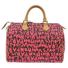Louis Vuitton-LOUIS VUITTON Monogram Graffiti Speedy 30 Bolsa de mão rosa M93704 Autenticação de LV 56156NO-Rosa,Monograma