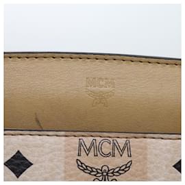 MCM-MCM Vicetos Logogram Tote Bag PVC Leather Beige Auth 55471-Beige