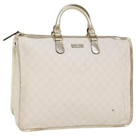 Gucci-GUCCI GG Supreme Hand Bag PVC Leather White 189899 auth 56294-White