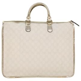 Gucci-GUCCI GG Supreme Handtasche PVC Leder Weiß 189899 Auth 56294-Weiß