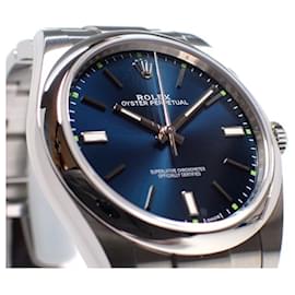Rolex-Rolex Oyster Perpetual 39 Blaues Zifferblatt 114300 Herren-Silber