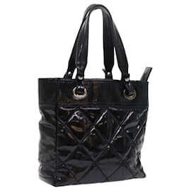 Chanel-CHANEL Paris Biarritz Hand Bag Patent leather Black CC Auth bs8268-Black