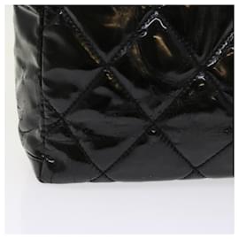 Chanel-CHANEL Paris Biarritz Hand Bag Patent leather Black CC Auth bs8268-Black