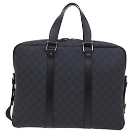 Gucci-GUCCI GG Canvas Business Bag PVC Leather 2way Black 337081 auth 55693-Black