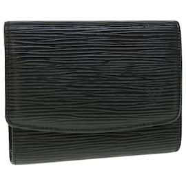 Louis Vuitton-LOUIS VUITTON Epi Porte 12 Cartes Crdit Trifold Wallet Noir M63472 LV Auth 56121-Negro