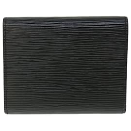 Louis Vuitton-LOUIS VUITTON Epi Porte 12 Cartes Crdit Trifold Wallet Noir M63472 LV Auth 56121-Negro