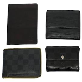 Louis Vuitton-LOUIS VUITTON Epi Damier Graphite Wallet Leather 4Set Black LV Auth bs8671-Black,Other