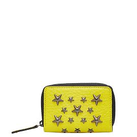 Jimmy Choo Monedero con cremallera de cuero con tachuelas de estrellas Amarillo