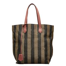 Fendi-Pequin Canvas All In Shopping Tote-Brown