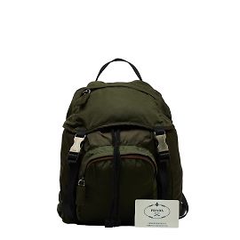 Prada Mochila com fivela forrada com Tessuto Verde