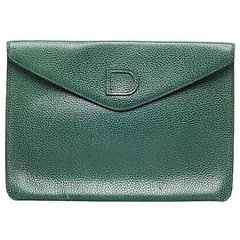 Delvaux Leder-Clutch Grün
