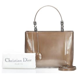 Sac à main en cuir verni Dior Malice Marron