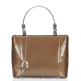 Dior-Dior Malice Patent Leather Handbag-Brown