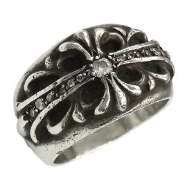 Chrome Hearts Blumenkreuz-Diamantring Silber