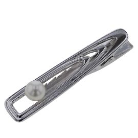 Pino de pérola de gravata MIKIMOTO Prata