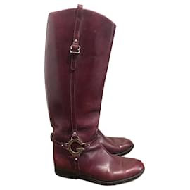 Gucci-GUCCI  Boots T.eu 38.5 leather-Dark red