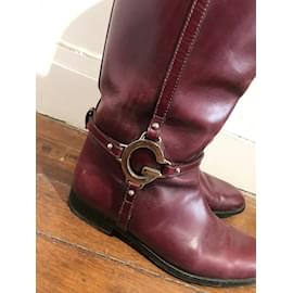 Gucci-GUCCI  Boots T.eu 38.5 leather-Dark red