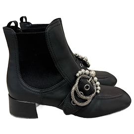 MIU MIU Botines T.UE 37 Cuero Negro
