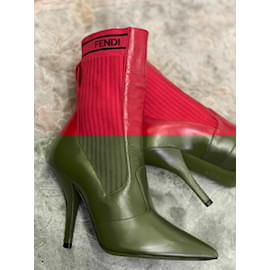 Fendi-FENDI  Ankle boots T.eu 40 leather-Red